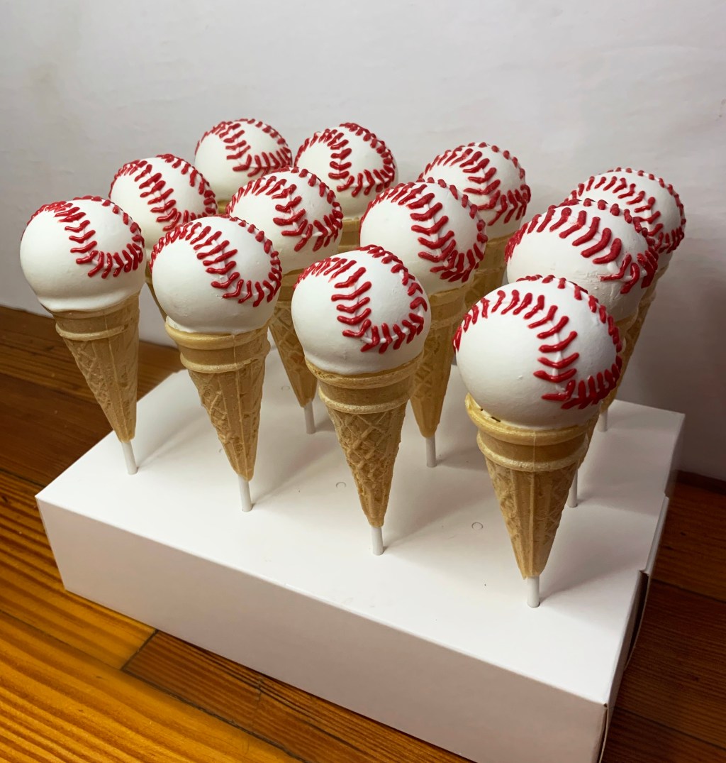Baseball Ice Cream Cone Cake&nbsp;Pops